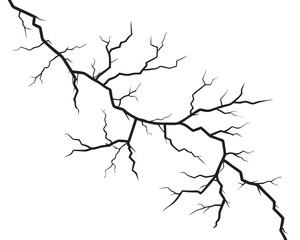 Cracked earth effect, detailed fracture pattern on a white backdrop.