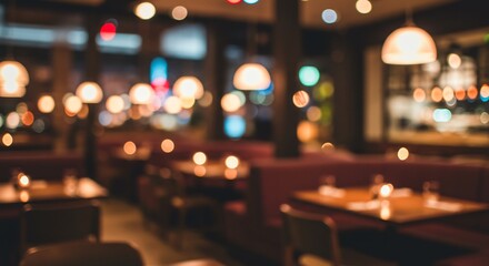 Warm candlelight illuminates a cozy restaurant interior at night. AI Generated