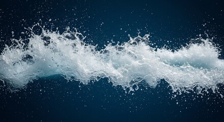 Ocean Wave Splash Dramatic Dark Blue Background. AI Generated