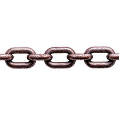 Metal chain links on a  transparent background.