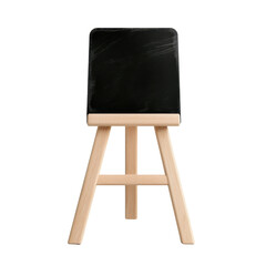 Chalkboard on wooden easel with blank surface. transparent background.