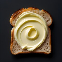 Butter spreaded on a slice of bread
