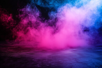 Smoke on floor. Isolated black background. Misty fog effect texture overlays for text or space. Smoke fog misty overltays effect on isolated black background. 