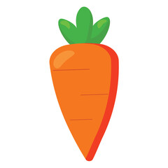 Bright carrot illustration with green top, perfect for healthy food designs, farming themes, recipe visuals, and children's educational materials