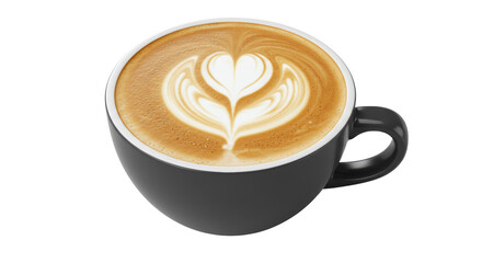 Isolated Latte Art in Black Cup
