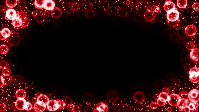 Red Bubble Glitter Sparkles Frame. Particles Sparkles Frame. Seamless Loop