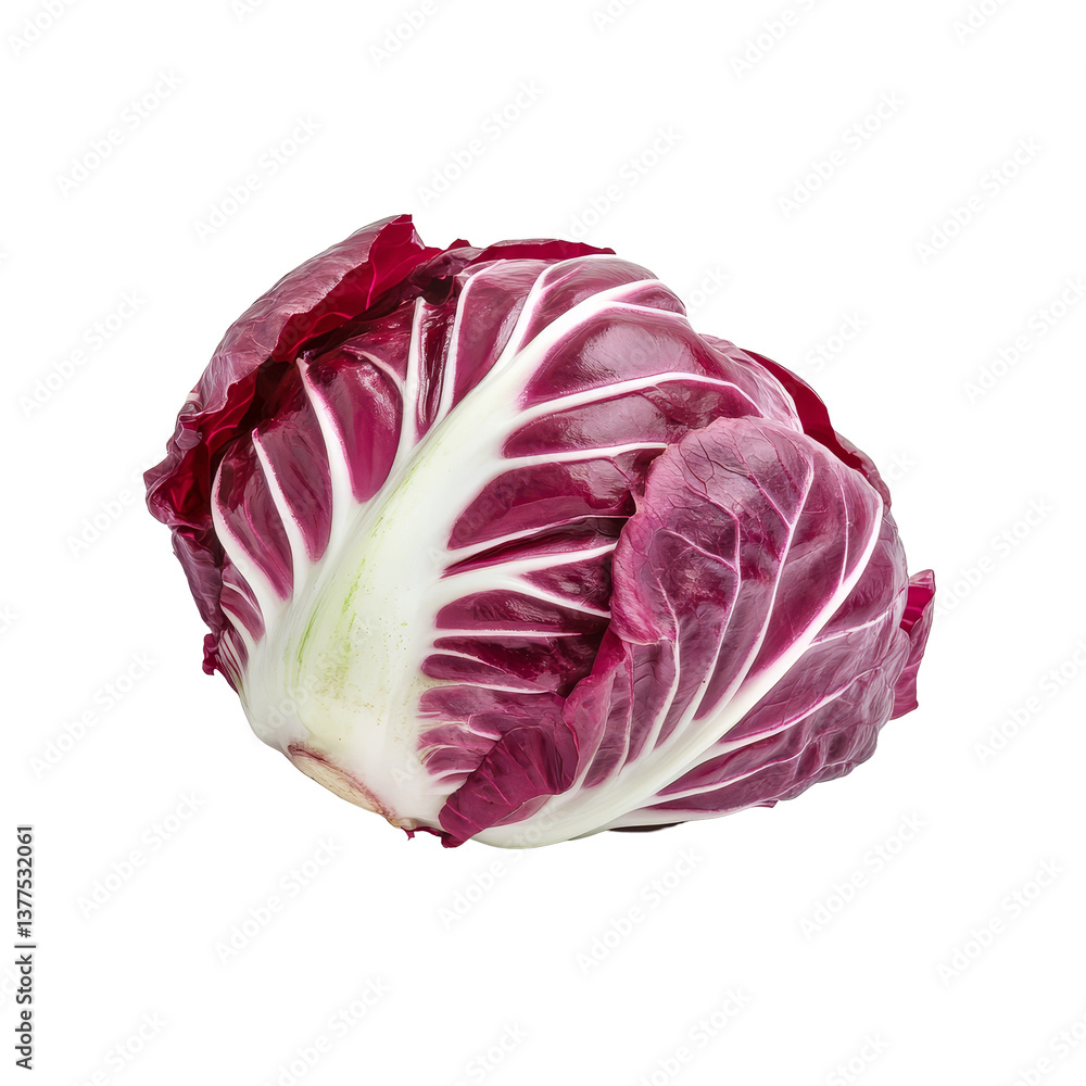 Poster fresh radicchio isolated on a clean transparent background highlighting its vibrant color and unique