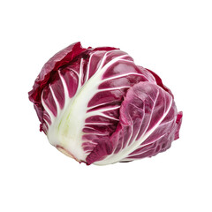 Obraz premium Fresh radicchio isolated on a clean transparent background highlighting its vibrant color and unique texture, Radicchio isolated on transparent background