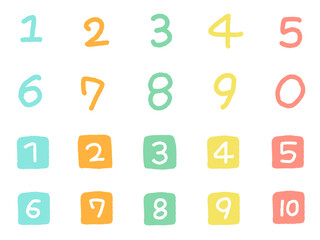 Hand drawn colorful icon set of scribble cute numbers