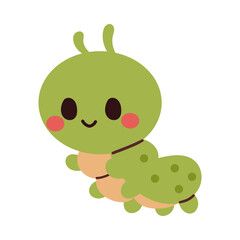 Caterpillar cartoon character. Cute insect. Vector hand draw illustration isolated on white background