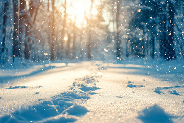 Sunny snow background with shades 