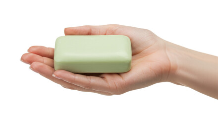 Isolated Hand Holding Soap Bar