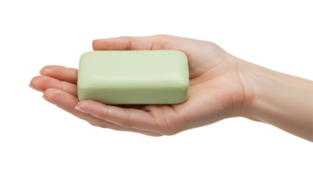 Isolated Hand Holding Soap Bar