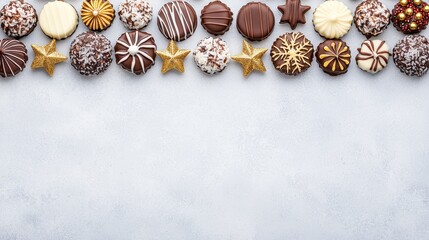 Fototapeta premium Assorted Chocolate Cookies on Grey Surface for Dessert Lovers