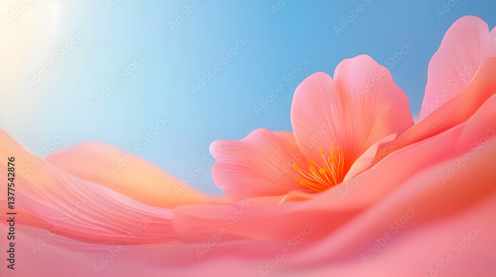 Poster sun-drenched abstract view of soft petals with gentle light