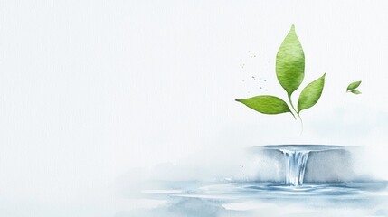 Emerging growth tranquil waters digital art minimalist style close-up view nature inspiration