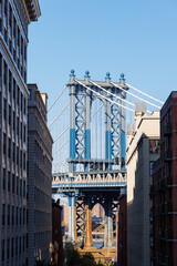 Naklejka premium A stunning view of the Manhattan Bridge from DUMBO, Brooklyn