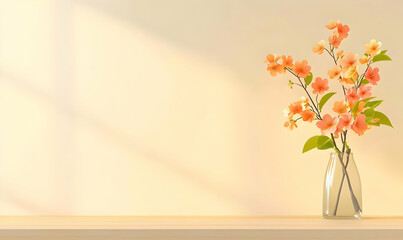 Elegant Minimalist Interior with Sakura Flowers in Modern Vase