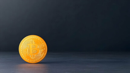 Dramatic Golden Coin Symbol on Dark Background Representing Currency