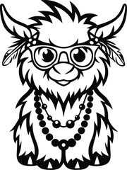 High quality cartoon baby cow or cattle silhouette vector illustration, High quality cartoon baby cow or cattle line art vector