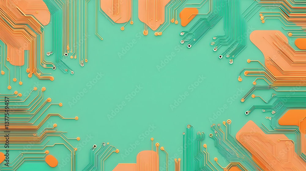 Poster abstract technology circuit board background with fusion colors