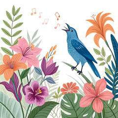 Fototapeta premium seamless pattern with birds and flowers