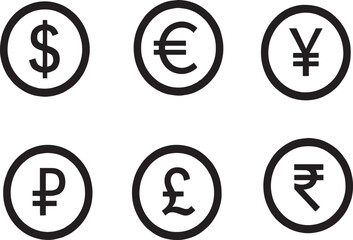 Currency Icon Set  Global Money Symbols Collection