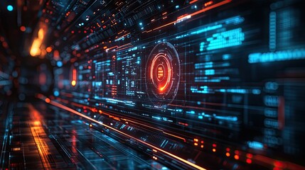 A futuristic business automation concept featuring data visualization.