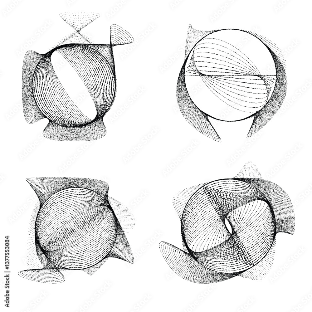 Fototapete rough lines in circle form . rotate rounded shape vector illustration .rotating circles form a ring.