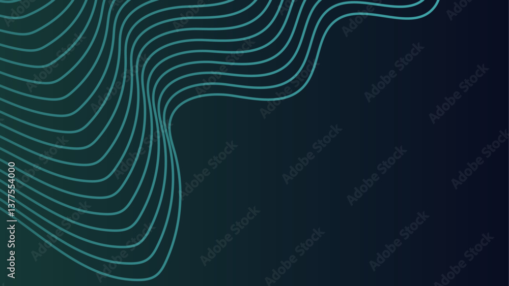 Aufkleber abstract wave technology background with blue light. dark blue, green template with repeated waves. 