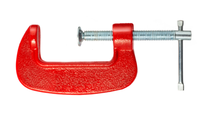 赤い色のG型クランプ