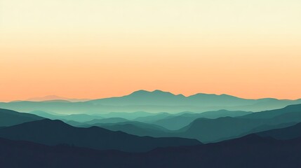 Sunset Mountain Range Panorama.