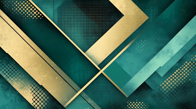 Elegant geometric abstract design featuring teal and gold accents