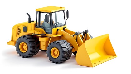 Fototapeta premium Isolated Yellow Wheel Loader on White Background for Construction Equipment
