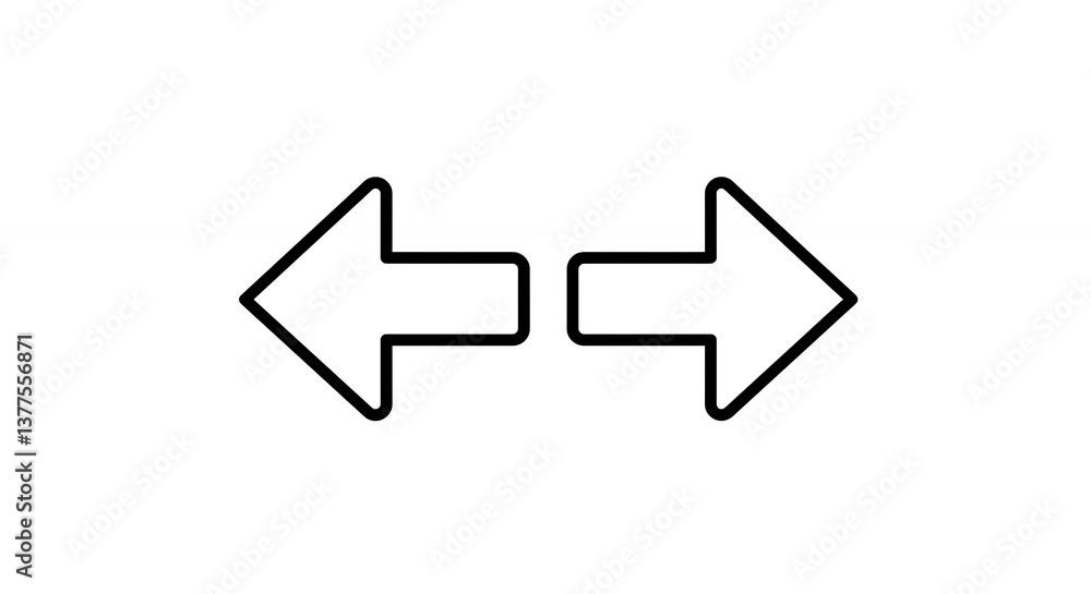 Poster two horizontal arrows pointing left and right on a white background