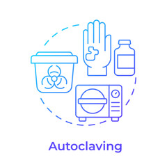 Autoclaving blue gradient concept icon. Steam sterilization. Infectious waste. biohazard. Round shape line illustration. Abstract idea. Graphic design. Easy to use in presentation, article