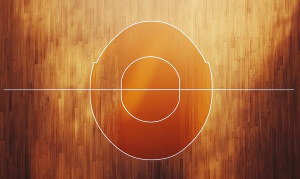 Basketball court floor, overhead view