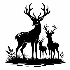 set of deer silhouettes