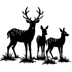 set of deer silhouettes