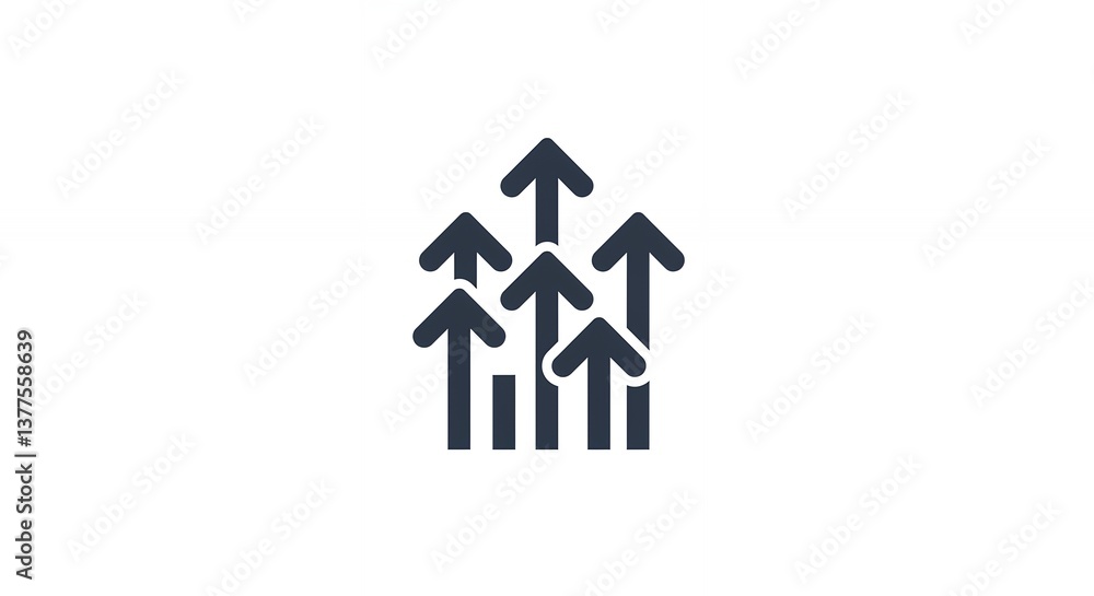 Poster arrows pointing upwards symbolize growth and progress on a clean background