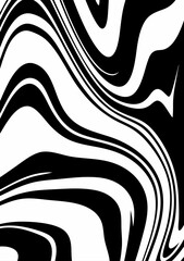 Black wavy lines abstract background. Trendy psychedelic retro style banner.  Waves, swirl and twirl pattern.