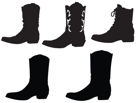 
Cowboy Boot black silhouette vector, Cowboy boot icon vector illustration on white background
