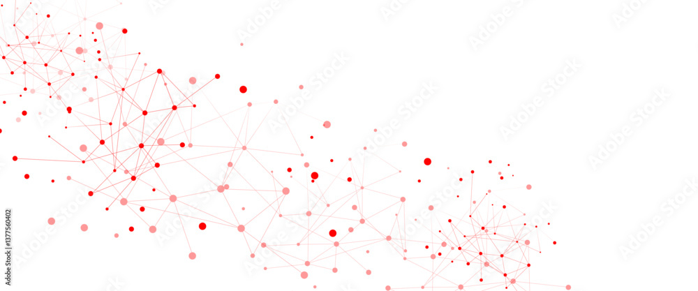 Poster vector white background with red lines and dots.