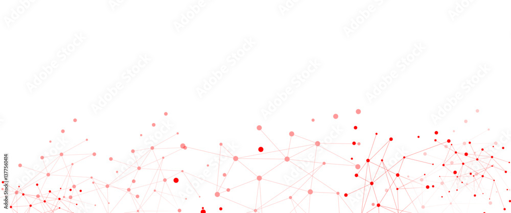 Poster Vector white background with red dots and lines background design.