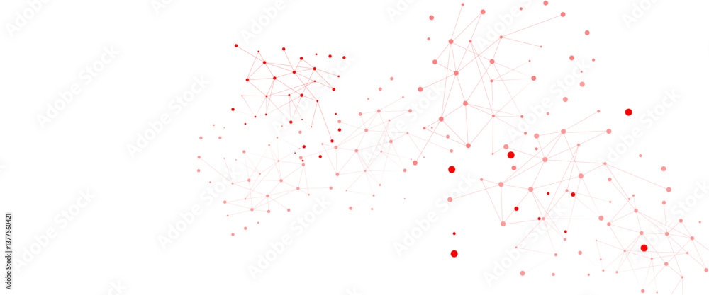 Leinwandbilder Vector white background with red dots and lines background design.