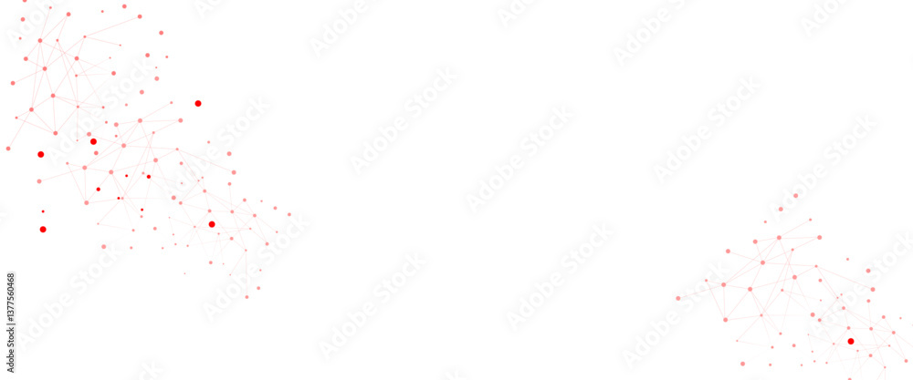 Poster Vector white background with red dots and lines background design.
