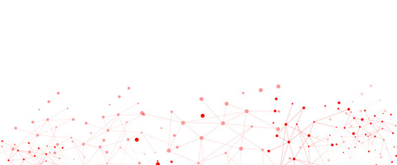 Vector white background with red dots and lines background design.