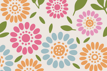 Colorful bold brush daisy flower background. Design illustration for decoration, wall decor, wallpaper, cover, banner.