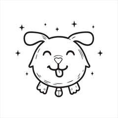 Continuous single line art of dog and portrait looking smiling thinking pose elegant art