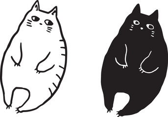 おなかを見せている猫のイラスト / cat illustration